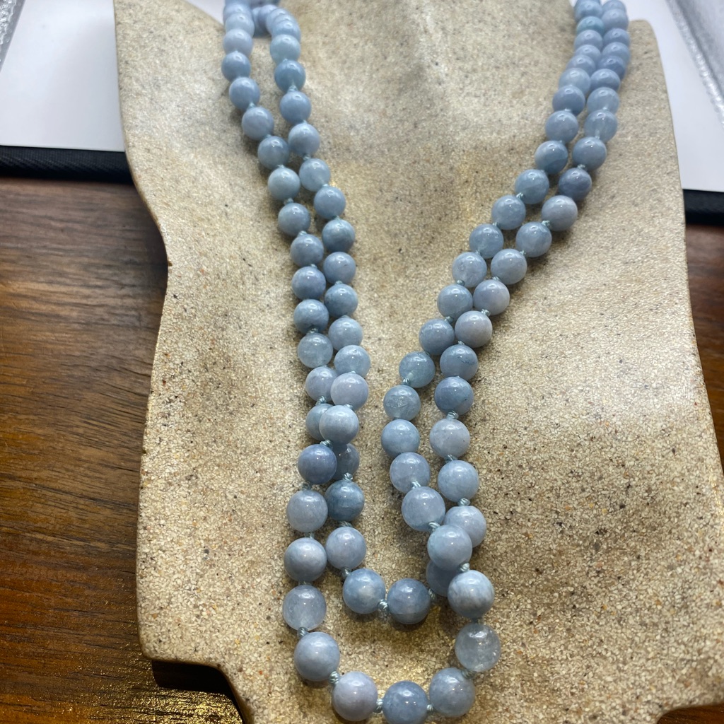 Vintage Blue Amazonite Jumprope Beaded Necklace 46 Inch